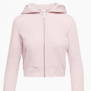 Aritzia TNA Pink Waffle Zip Hoodie
